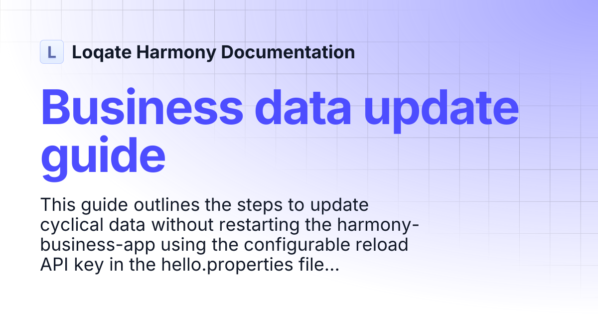 Business data update guide | Loqate Harmony Documentation